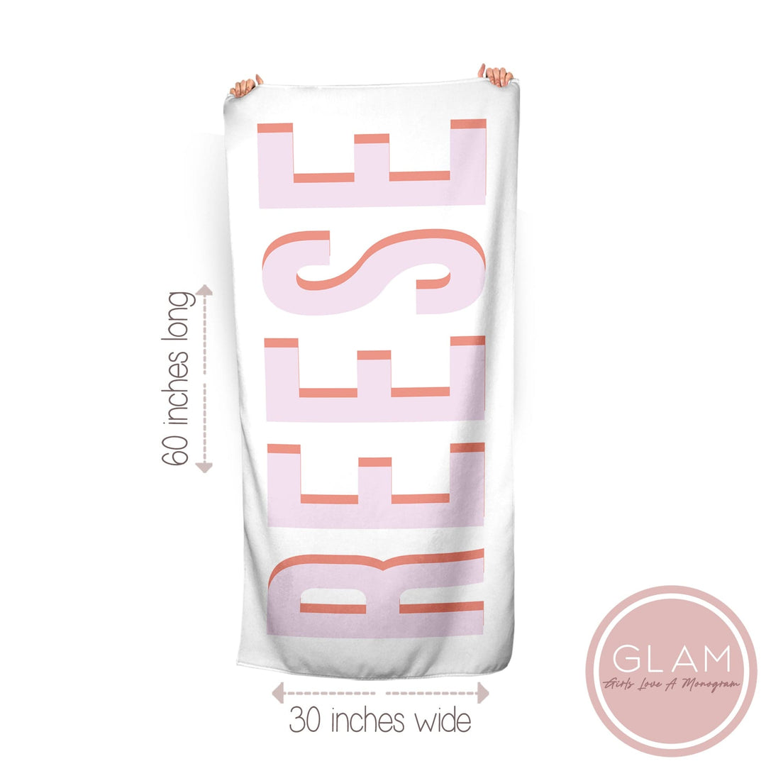 Shadow Block Personalized Beach Towel For Girls