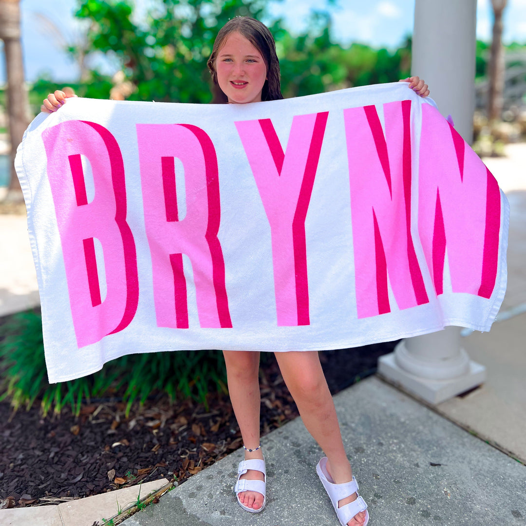 Shadow Block Personalized Beach Towel For Girls