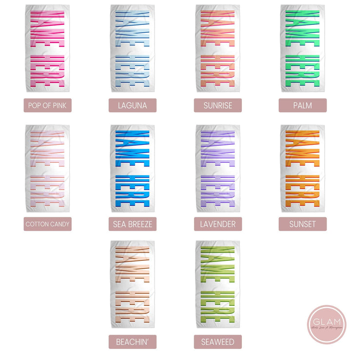 Shadow Block Personalized Beach Towel For Girls