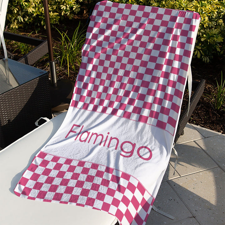 Tweeny Check Trendy Personalized Beach Towels