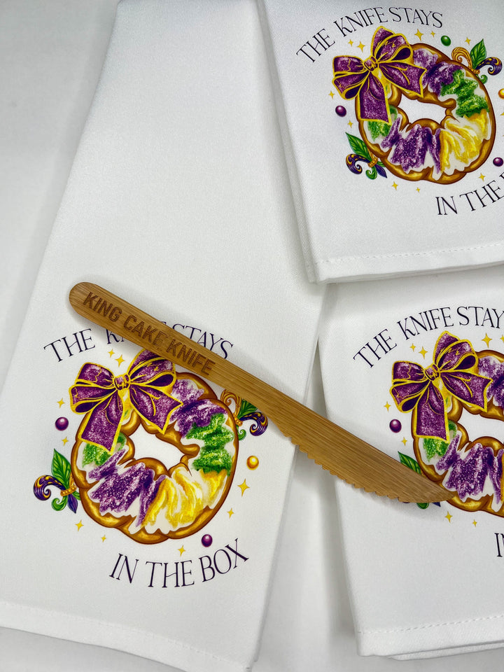 The Knife Stays In the Box Set (Tea Towel & King Cake Knife
