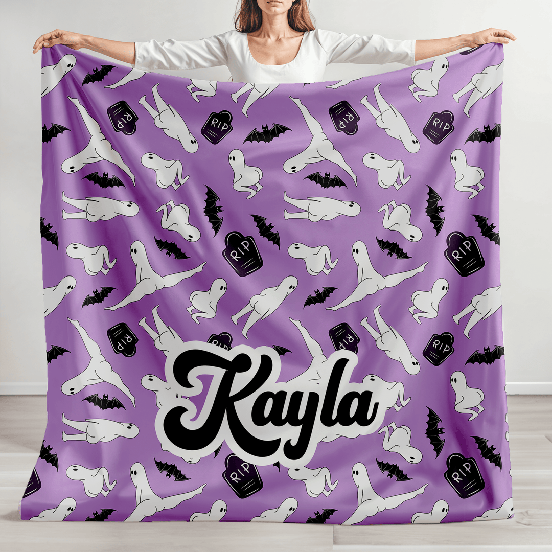 Personalized Funny Halloween Ghost Twerking Minky Blanket