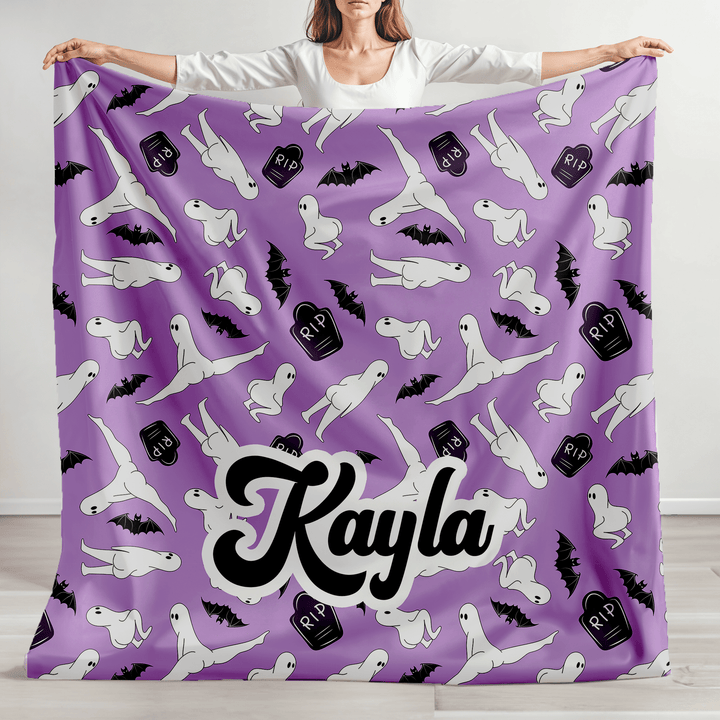 Personalized Funny Halloween Ghost Twerking Minky Blanket
