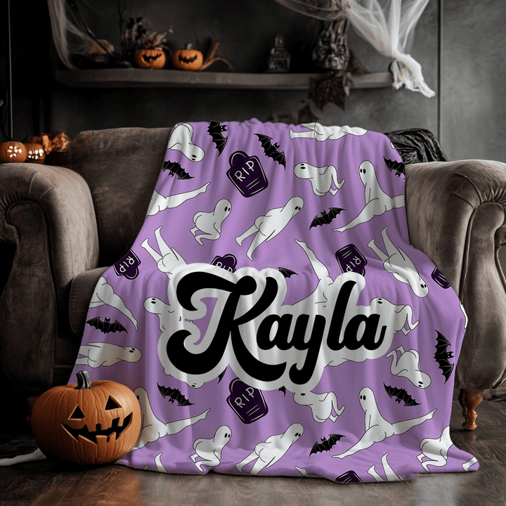 Personalized Funny Halloween Ghost Twerking Minky Blanket