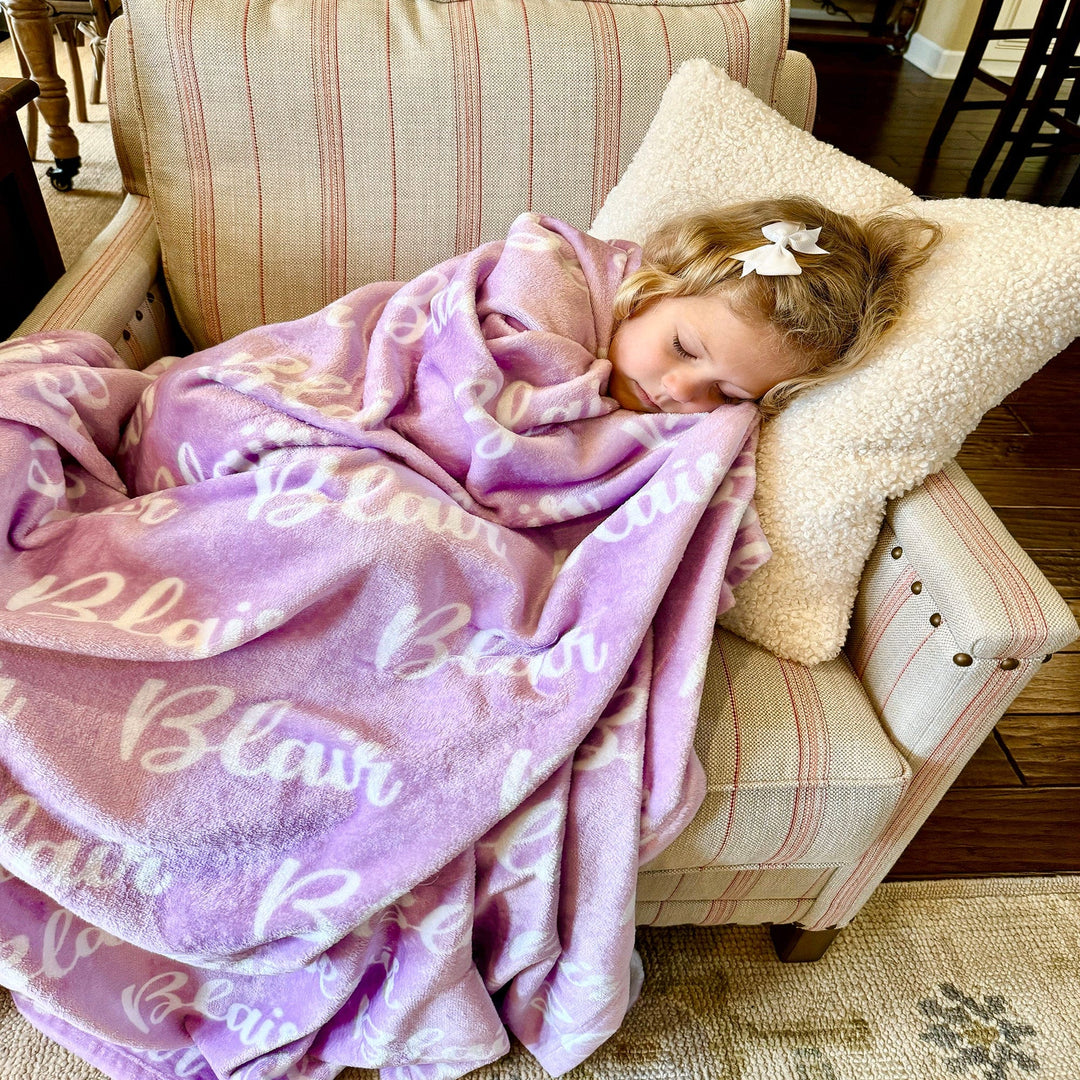 Kids Personalized Name Blanket – GLAM Girls Love A Monogram