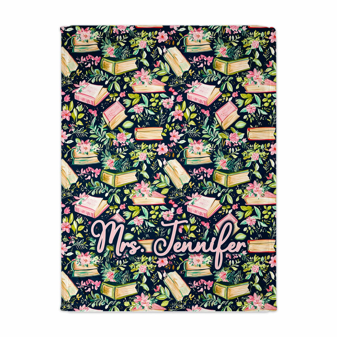Bookish Floral Personalized Throw Blanket
