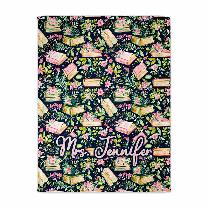 Bookish Floral Personalized Throw Blanket