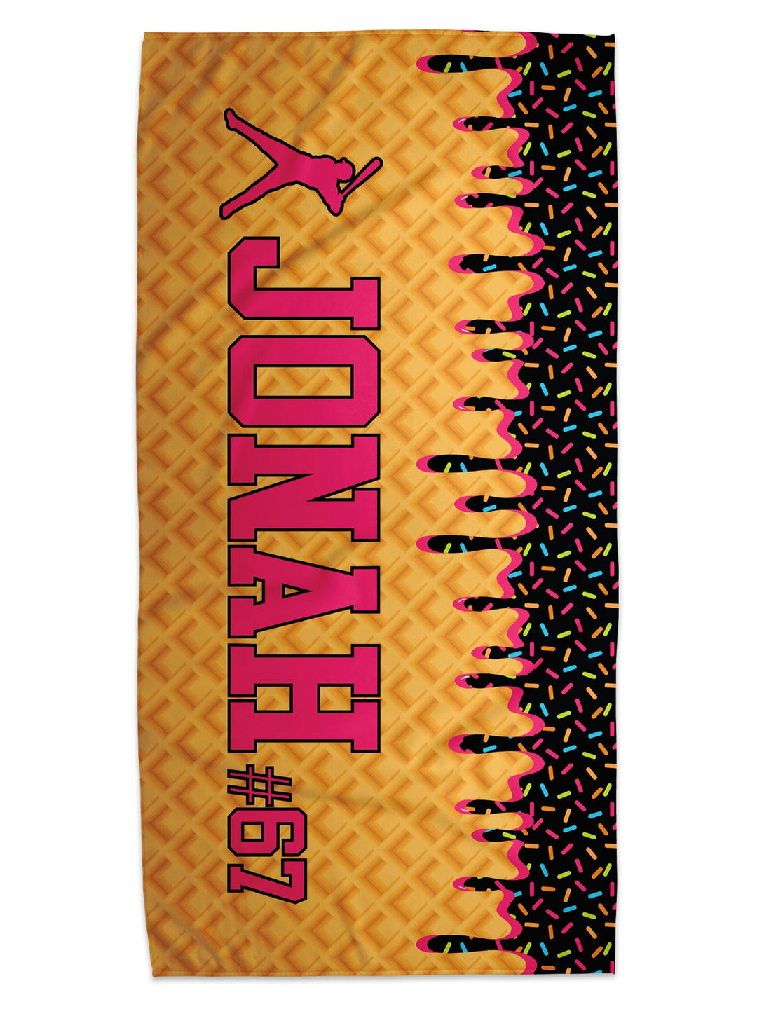 Ice Cream Drip Baseball Personalized Beach Towel