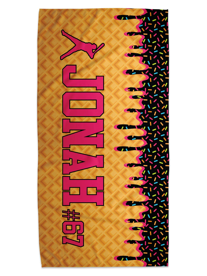 Ice Cream Drip Baseball Personalized Beach Towel