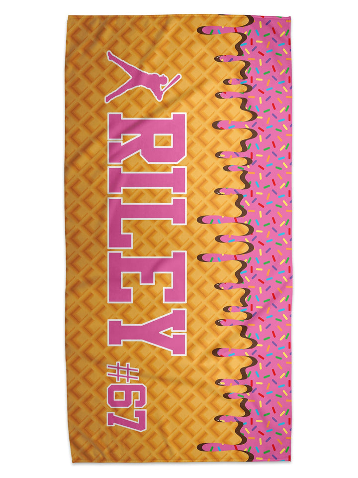Ice Cream Drip Baseball Personalized Beach Towel
