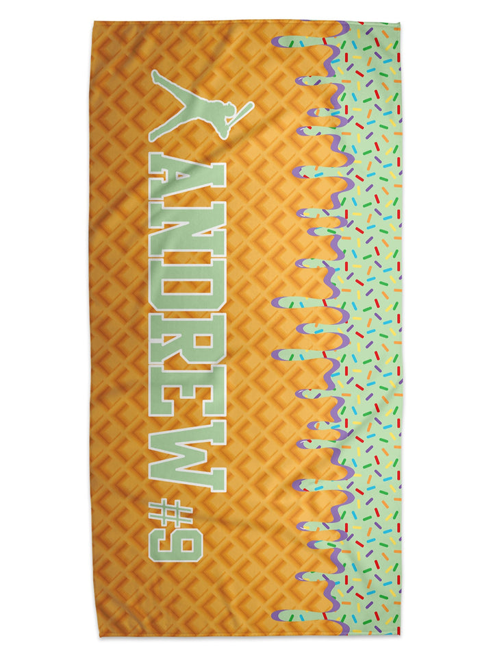 Ice Cream Drip Baseball Personalized Beach Towel