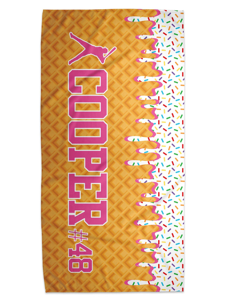 Ice Cream Drip Baseball Personalized Beach Towel