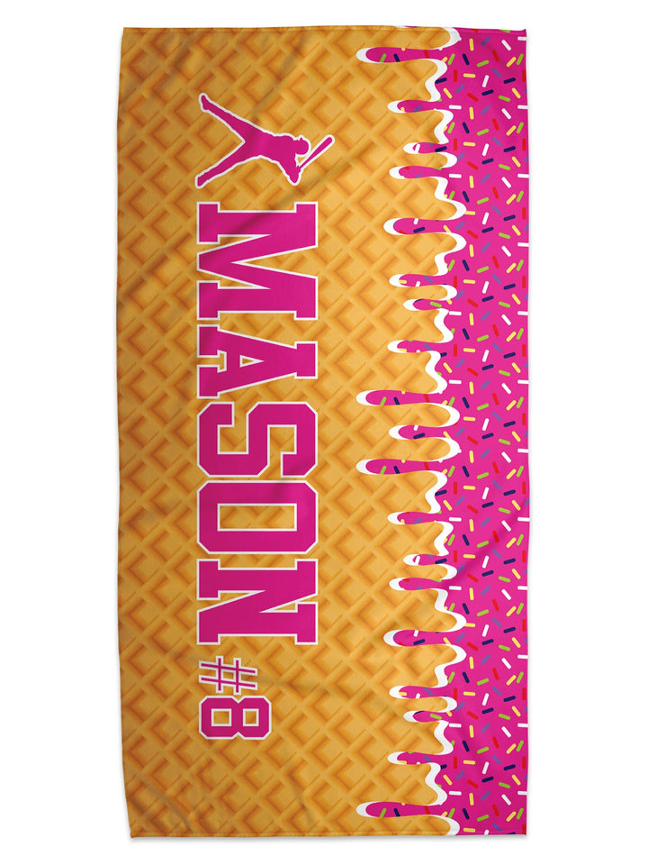 Ice Cream Drip Baseball Personalized Beach Towel