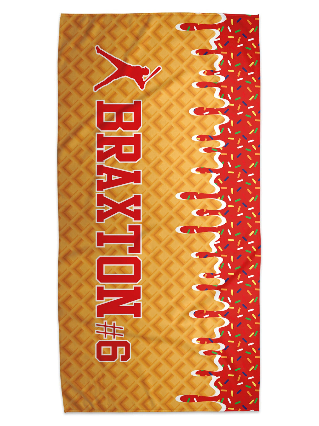 Ice Cream Drip Baseball Personalized Beach Towel