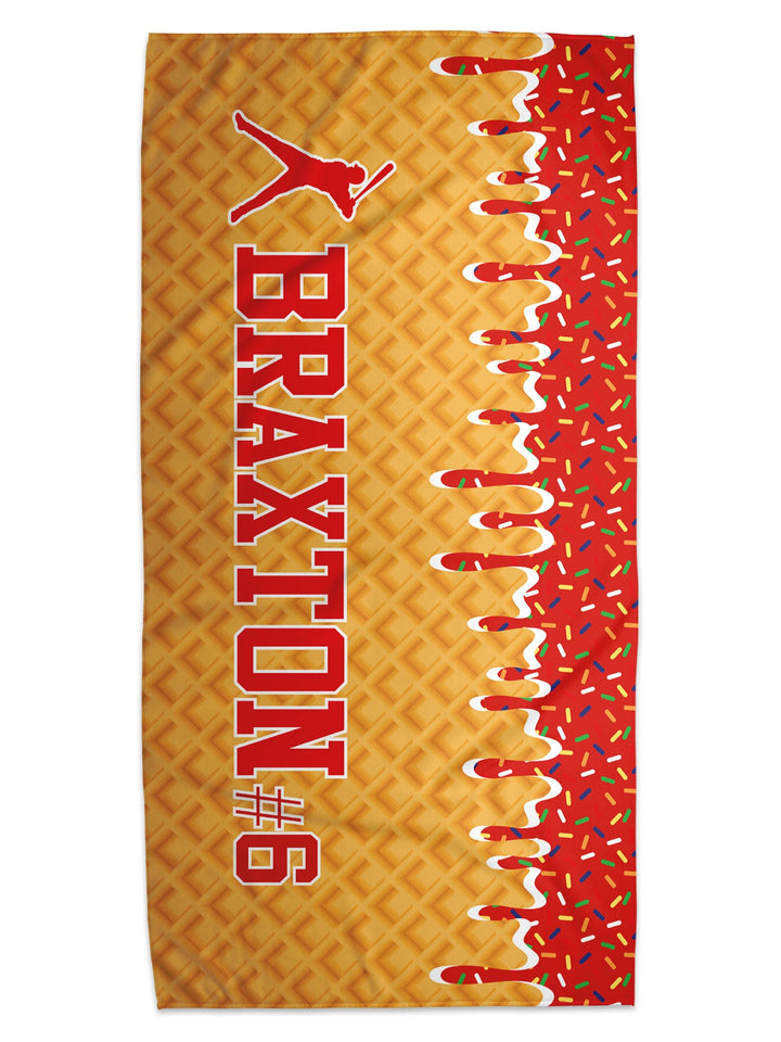 Ice Cream Drip Baseball Personalized Beach Towel