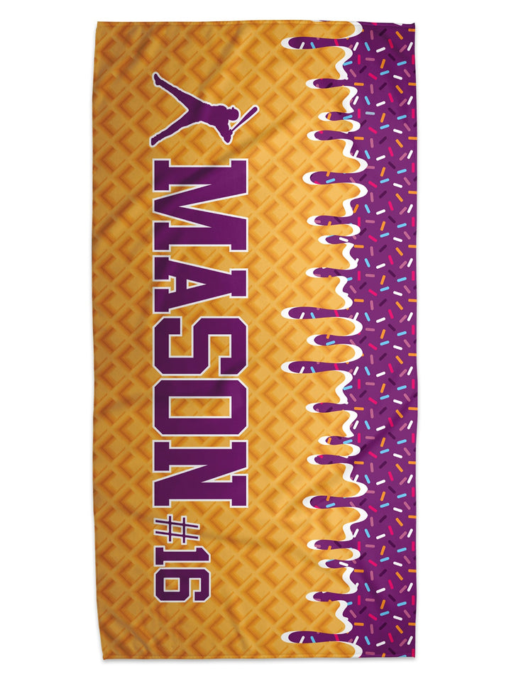 Ice Cream Drip Baseball Personalized Beach Towel