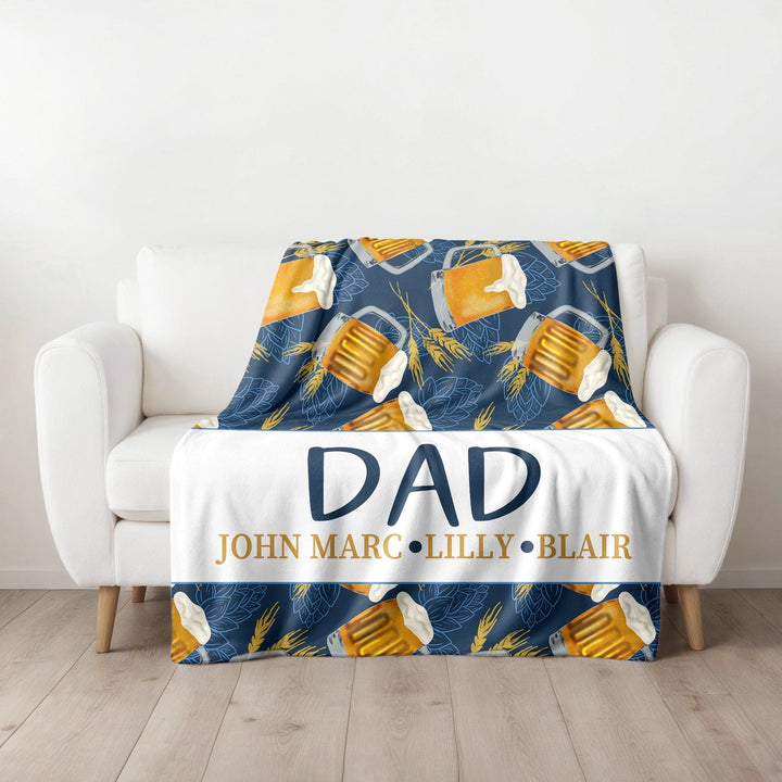Personalized Beer Blanket with Names| Father's Day Gift| Grandparent Gift
