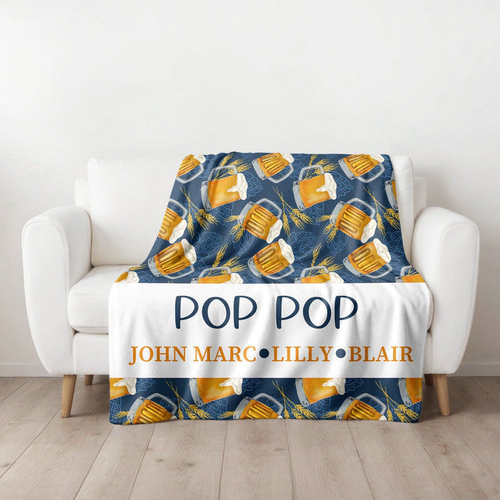 Personalized Beer Blanket with Names| Father's Day Gift| Grandparent Gift