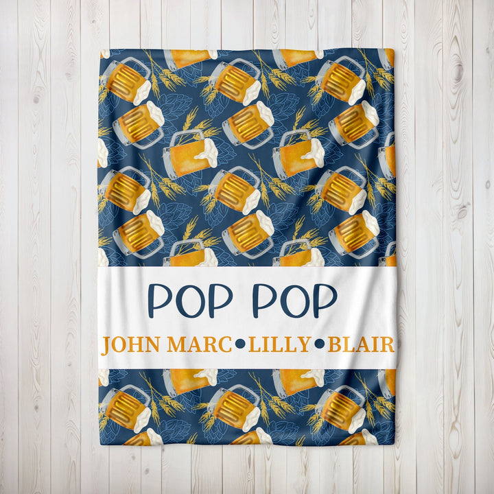 Personalized Beer Blanket with Names| Father's Day Gift| Grandparent Gift