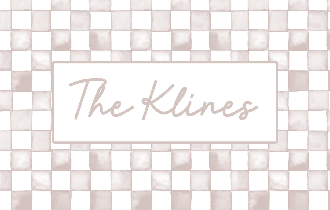 Water Color Style Checkered Print Personalized Indoor Mat