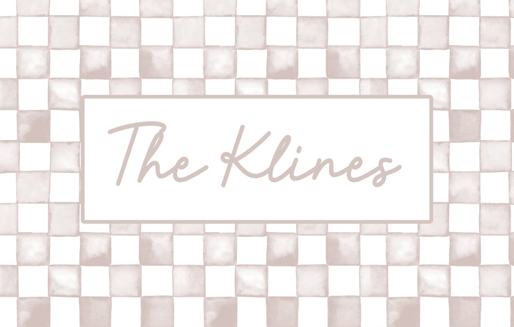 Water Color Style Checkered Print Personalized Indoor Mat