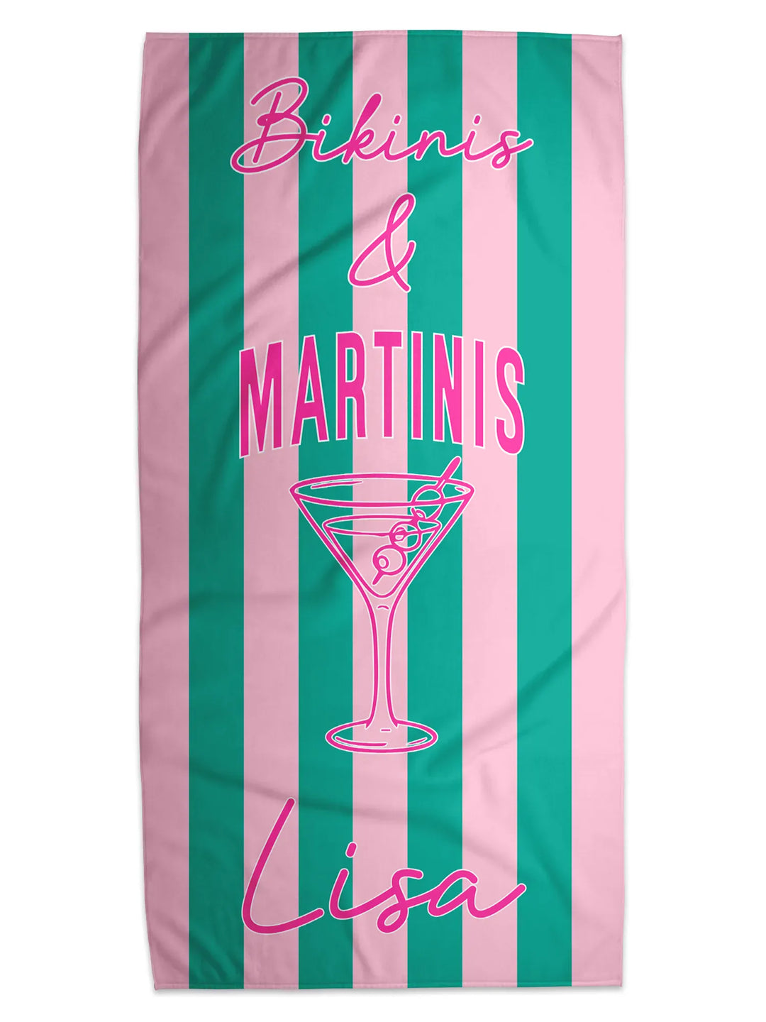 Personalized Bikinis and Martinis Beach Towel