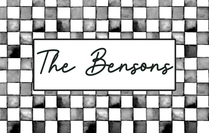 Water Color Style Checkered Print Personalized Indoor Mat