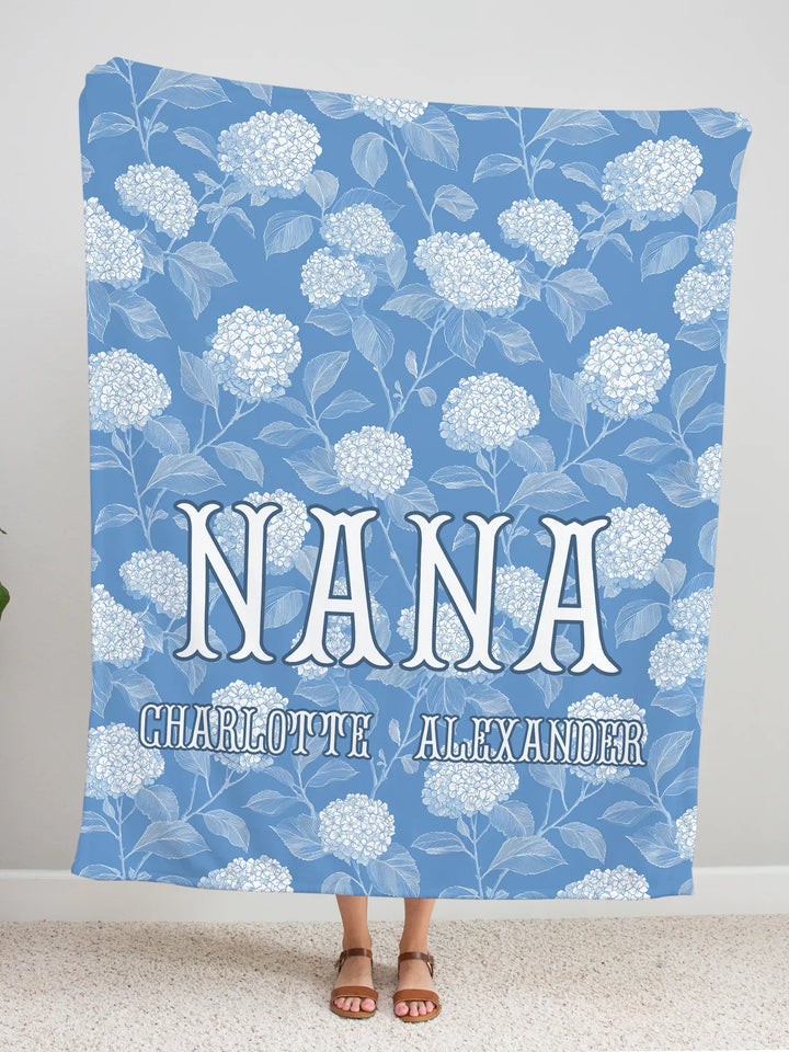 Classic Hydrangea Personalized Name Blanket