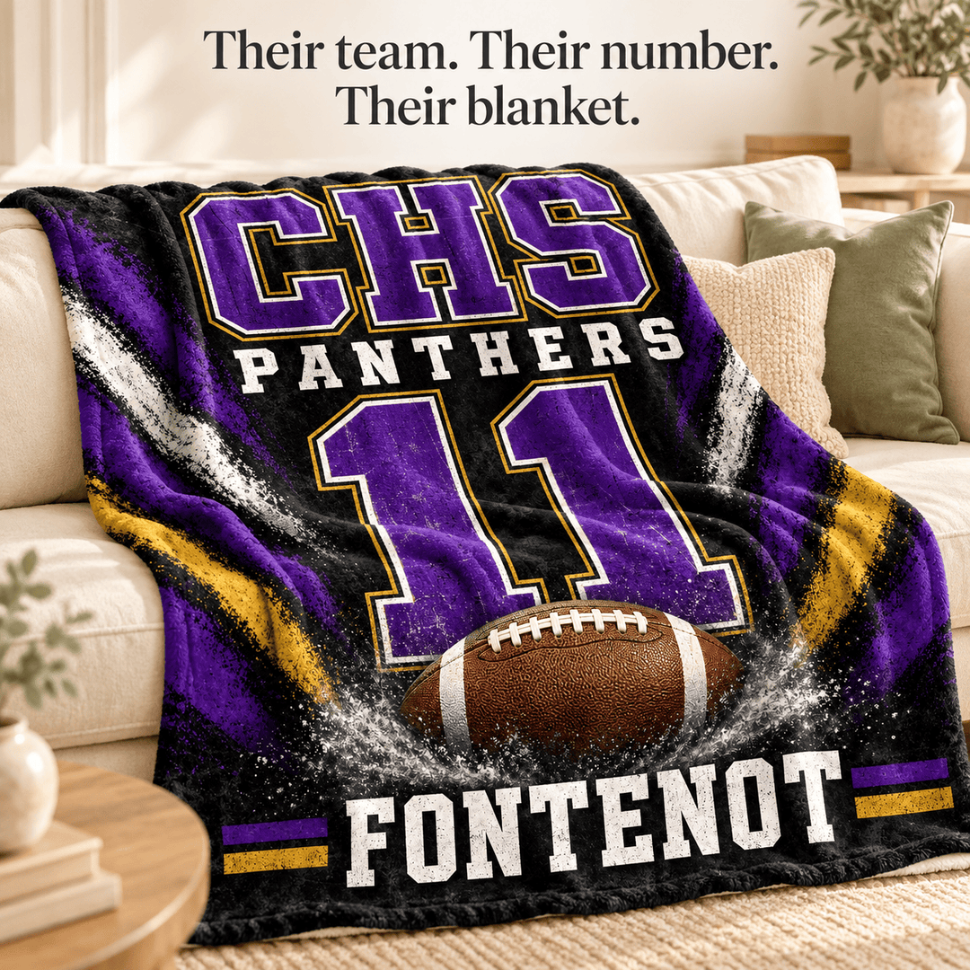 Personalized Football Blanket | Their Team, Their Name, Their Number