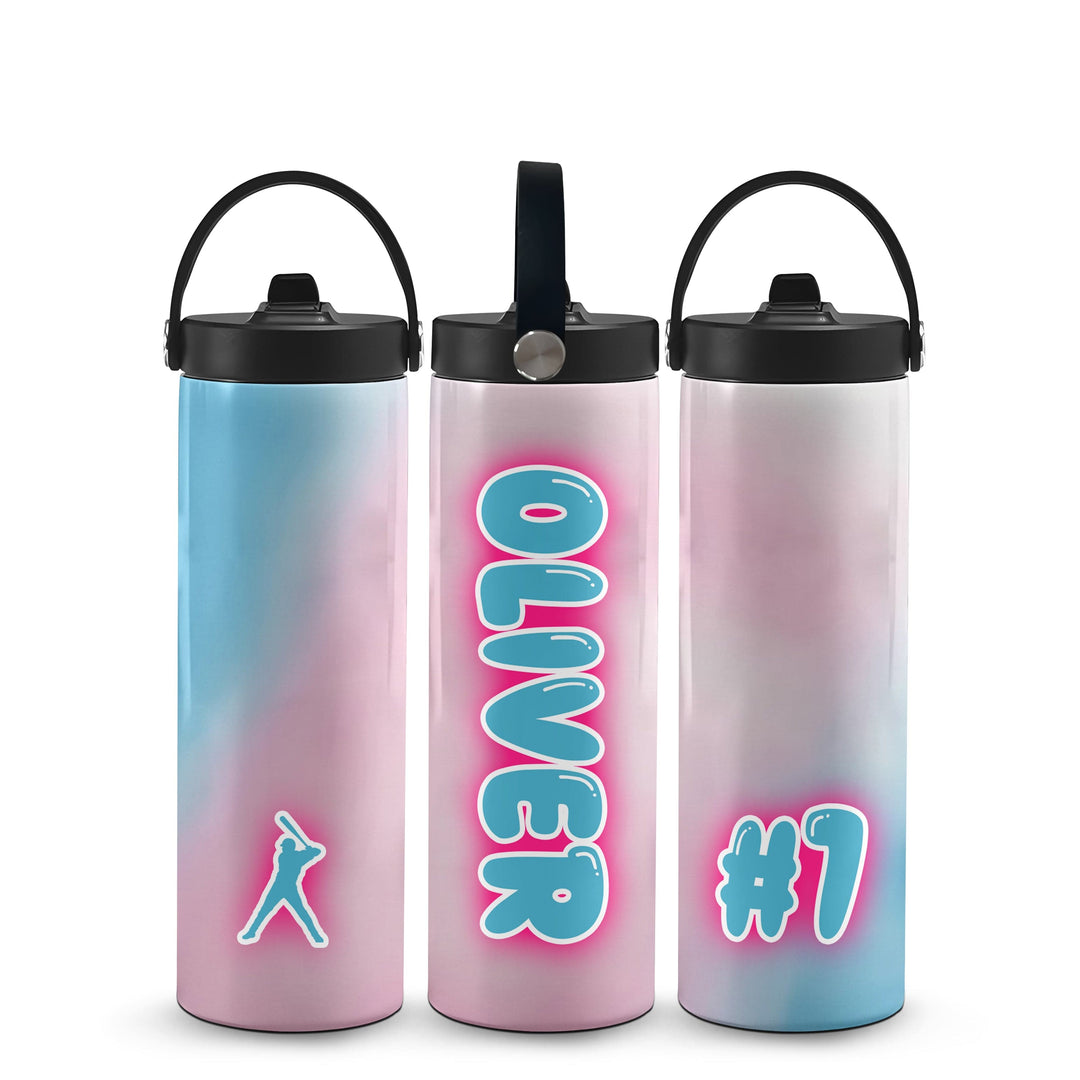 Cotton Candy Land Baseball personalized 20oz water bottle