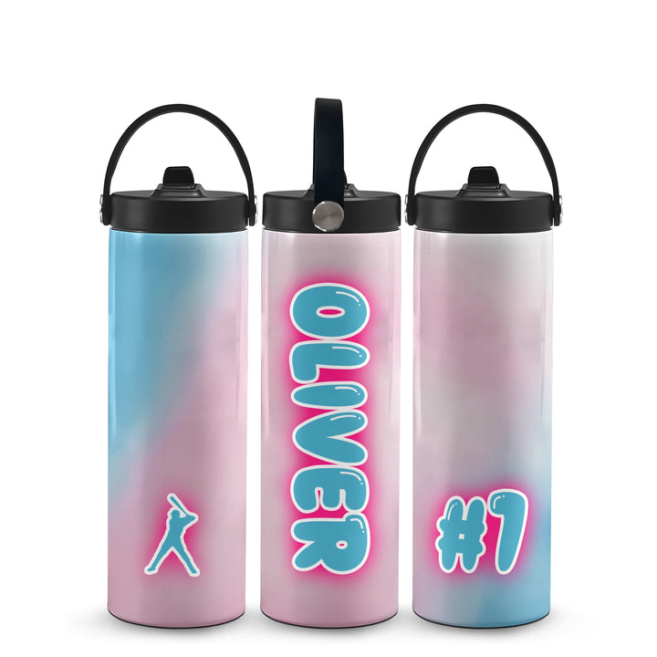 Cotton Candy Land Personalized Baseball Gift Set – Custom Blanket + Matching Water Bottle (Gift-Ready Box Included)