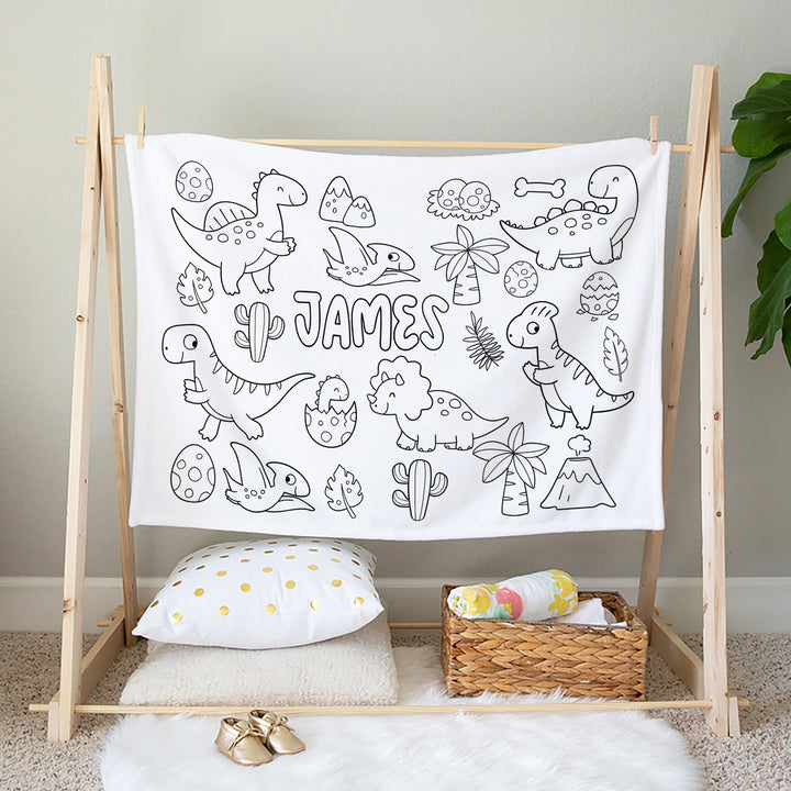 Dinosaur Color and Cuddle Personalized Blanket