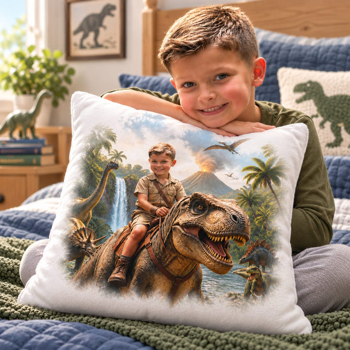 Personalized Dinosaur Pillow | Their Photo, Their Adventure