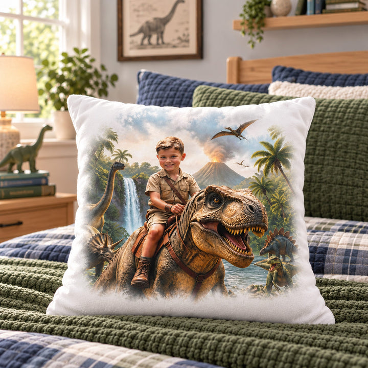 Personalized Dinosaur Pillow | Their Photo, Their Adventure
