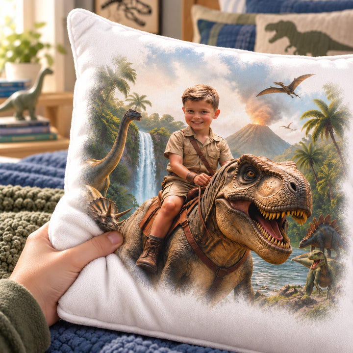 Personalized Dinosaur Pillow | Their Photo, Their Adventure