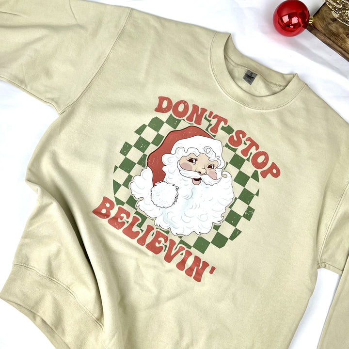 Don't Stop Believin' Adult Christmas Shirt | SMALL-3X|Christmas | 2 Styles