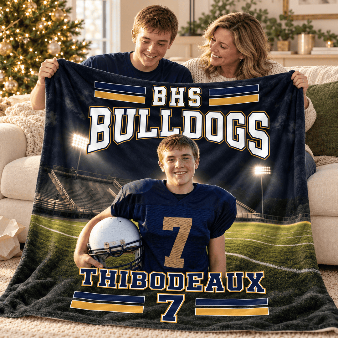 Personalized Football Blanket | Their Team, Their Name, Their Number