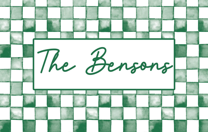 Water Color Style Checkered Print Personalized Indoor Mat