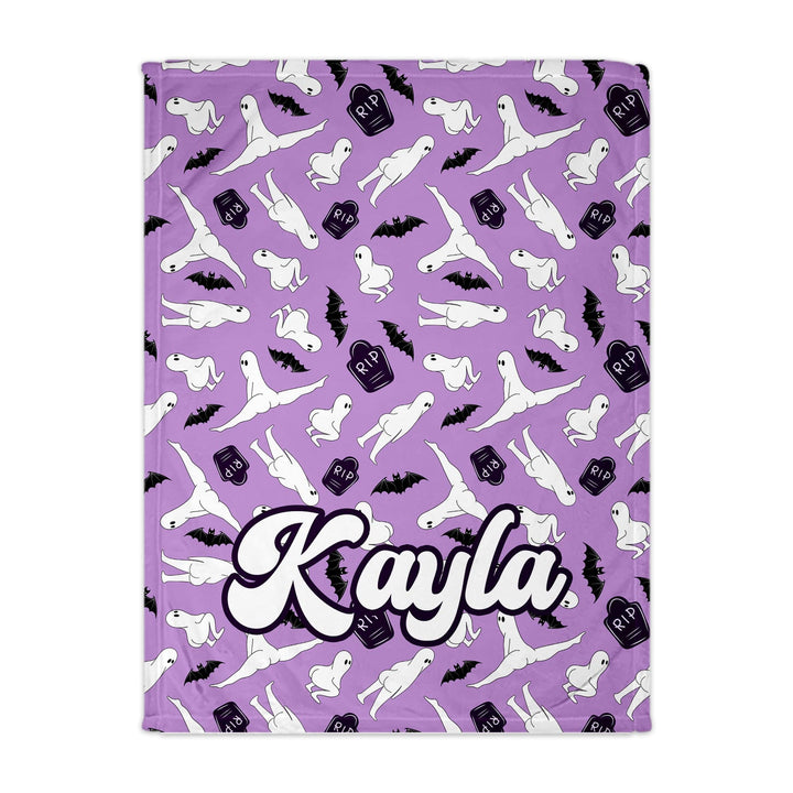 Personalized Funny Halloween Ghost Twerking Minky Blanket