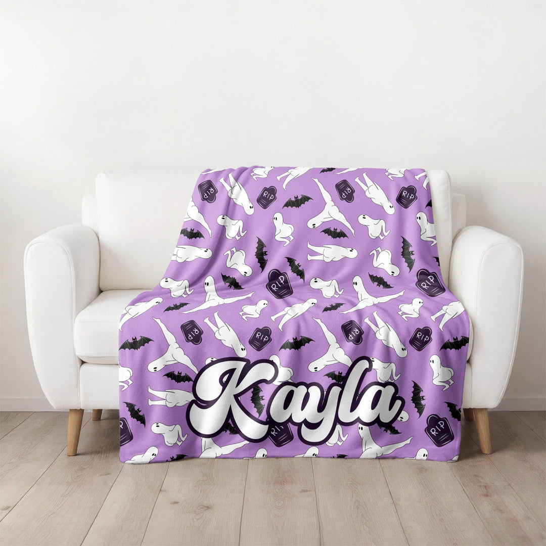 Personalized Funny Halloween Ghost Twerking Minky Blanket
