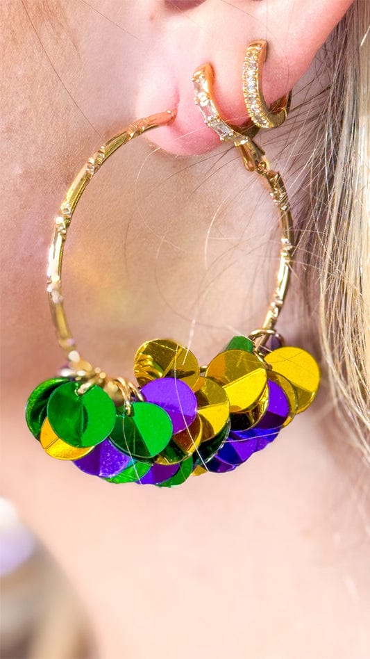 Mardi Gras Confetti Hoop Earring