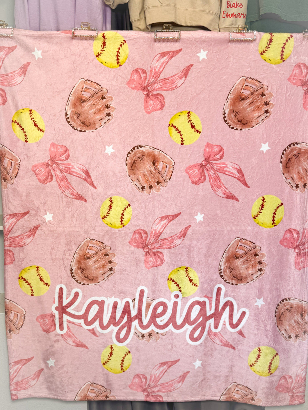 Softball Coquette Personalized Gift Set -Personalized 50x60 Plush Blanket & 20oz Water Bottle