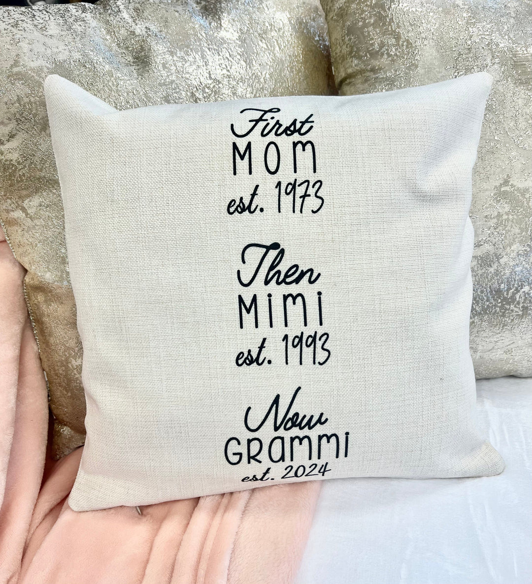 First Then Now Personalized Pillow