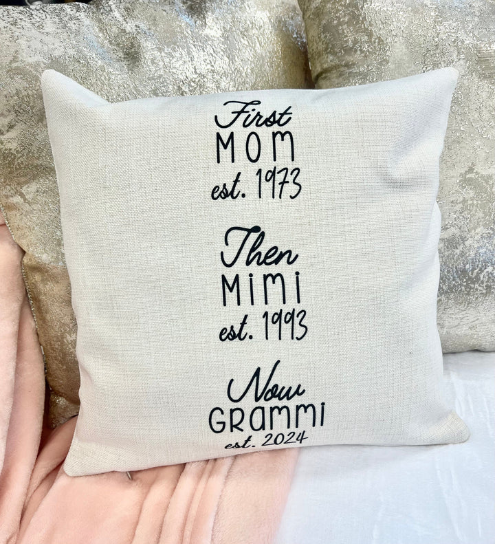 First Then Now Personalized Pillow