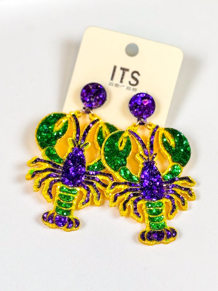 Mardi Gras Crawfish Earrings
