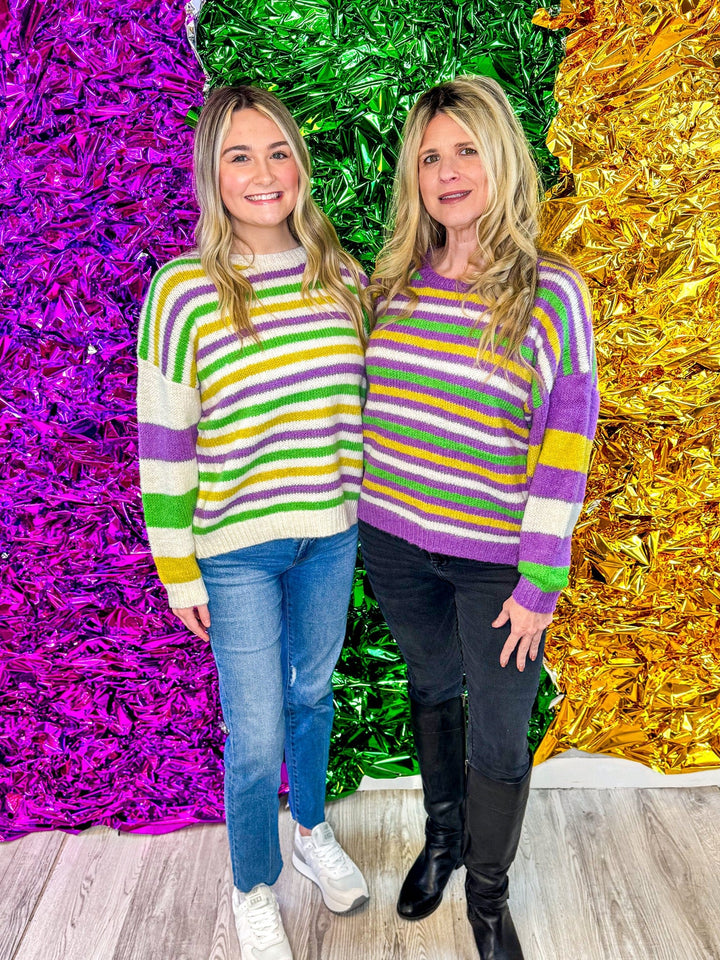 Mardi Gras Stripe Comfy Sweater