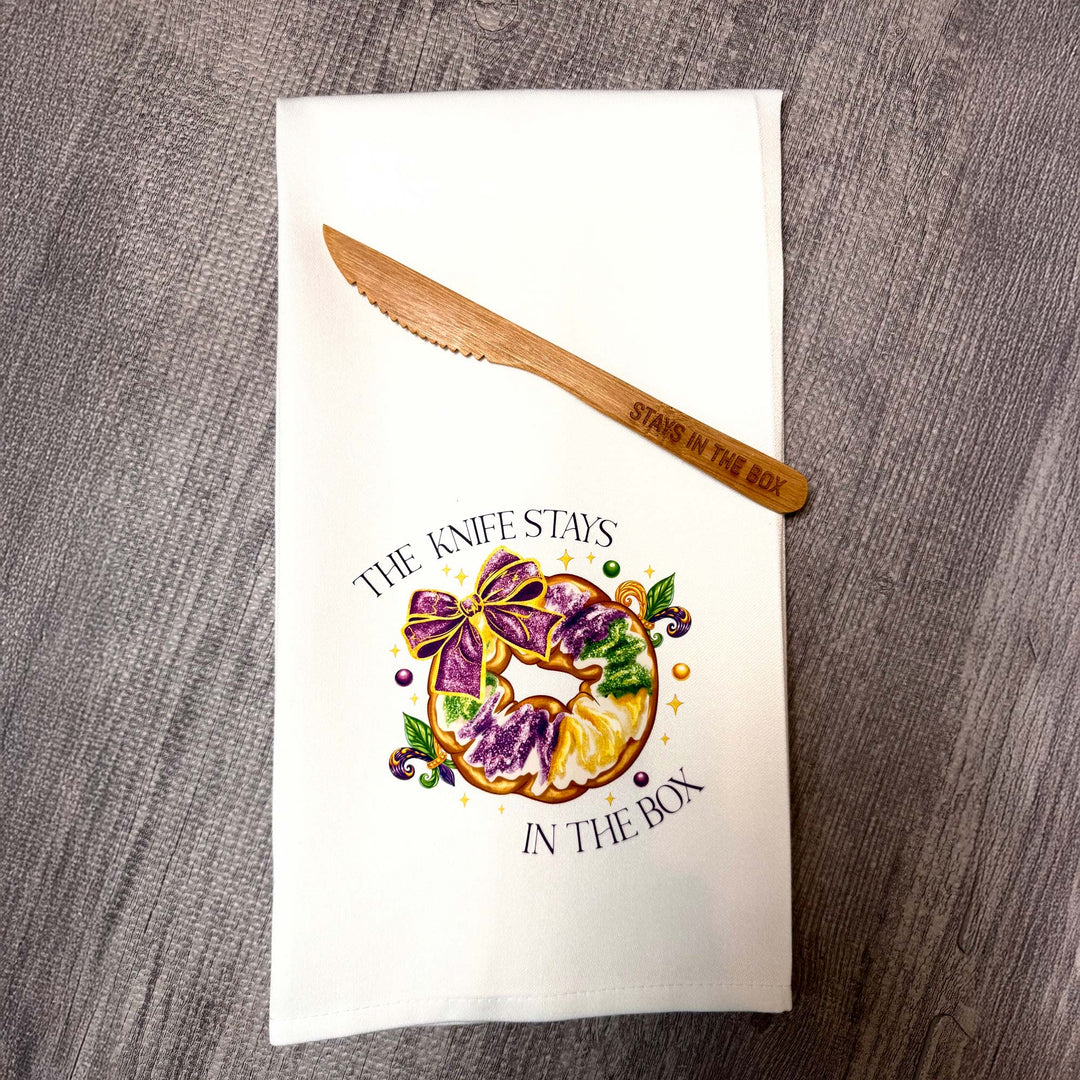 The Knife Stays In the Box Set (Tea Towel & King Cake Knife