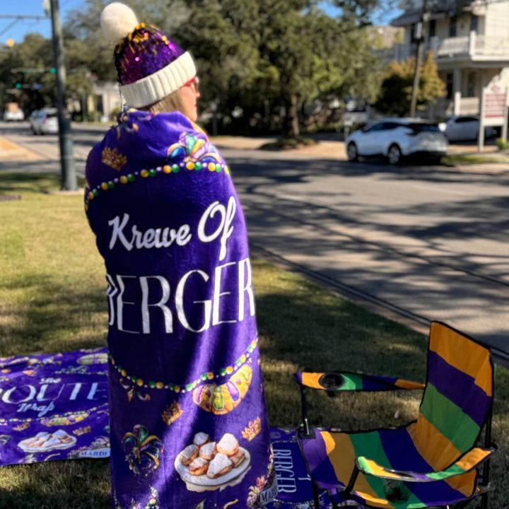Personalized "Krewe Of" Mardi Gras Throw Blanket