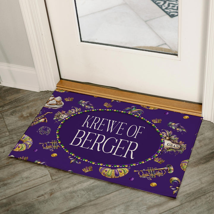 Personalized Mardi Gras Krewe Welcome Mat