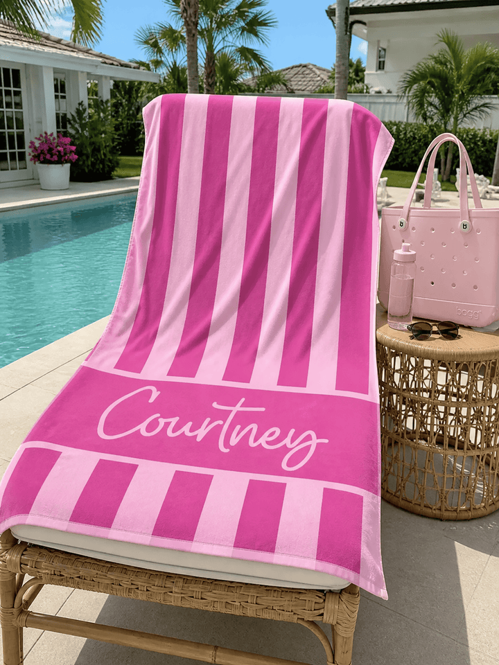 Cabana Stripe Personalized Beach Towel
